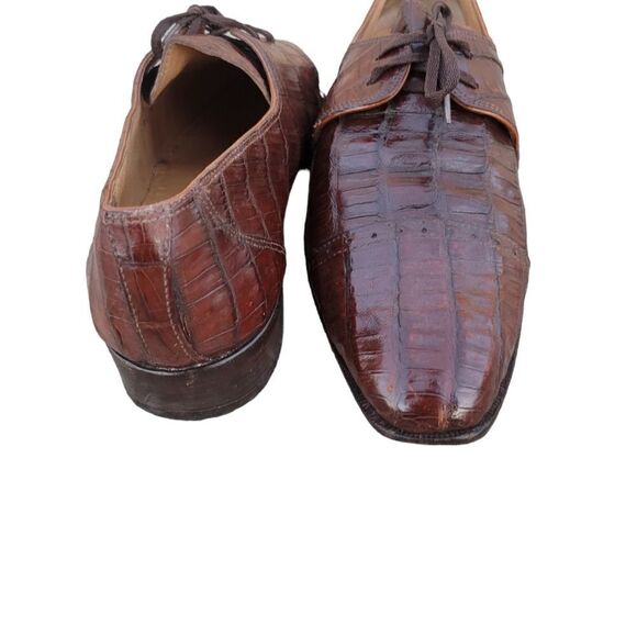 Vtg David  Eden Men\'s Oxford Shoes Size 11.5 Brown  Geniune Alligator Cap Toe